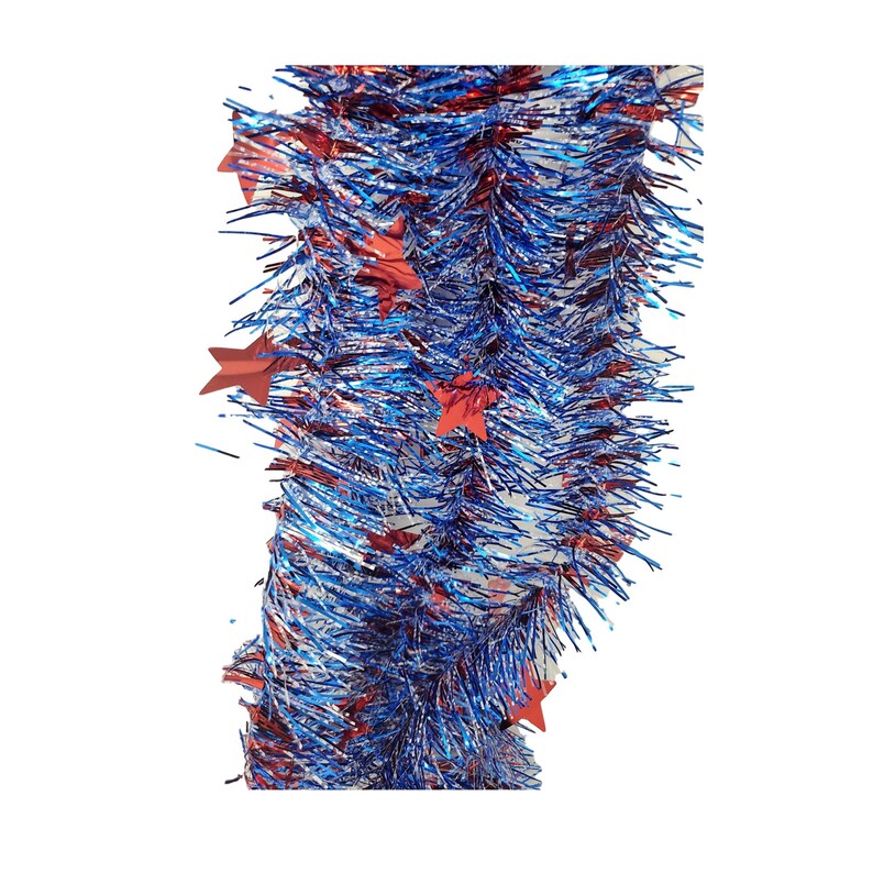 Patriotic Tinsel Skinny Red White and Blue Garland With Etsy