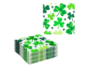 St. Patrick’s Day Shamrocks Disposable Paper Beverage Cocktail Napkins – 32 Count 