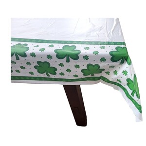 St. Patrick’s Day Shamrock Disposable Plastic Rectangular Table Cover – 2 Pieces
