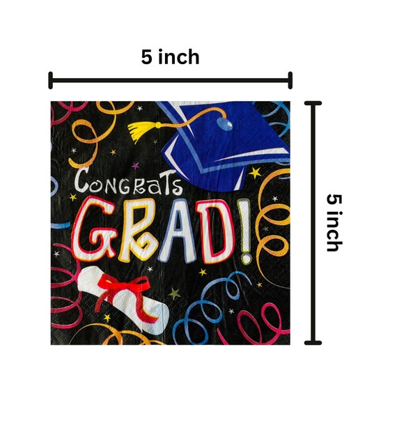 Abschluss-Servietten 'Congrats Grad' – 50 Stück, 16,5 X 16,5 Cm, 2-lagig Mit Sternen, Für Party & Buffet