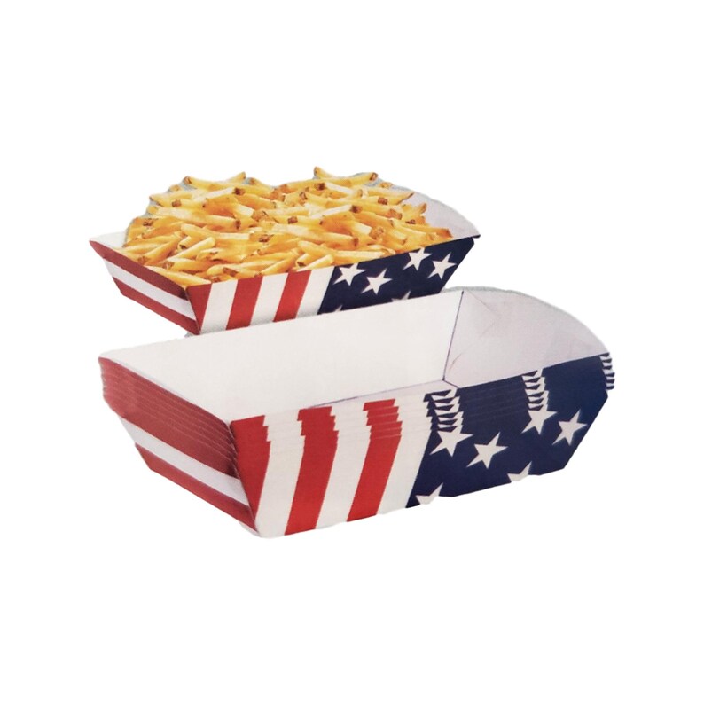 Patriotic American Flag Paper Food Trays 6 Count Etsy