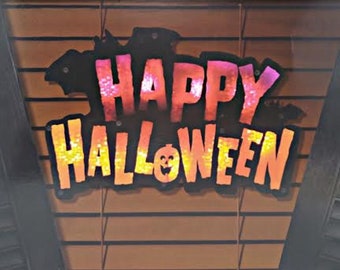 Lighted Happy Halloween Instant Décor Window Decoration