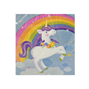 Unicorn Fairytale Paper Beverage Napkins 16 ct image 1