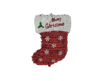 Christmas Tinsel Stocking “Merry Christmas” 14” x 10” – 1 Piece