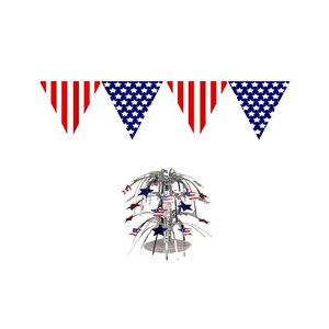 Patriotic 2 Piece Decorating Set – Pennant Banner and Cascade Centerpiece