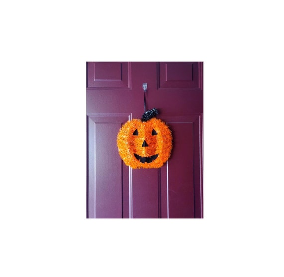 Halloween Tinsel Witch Hat and Pumpkin 