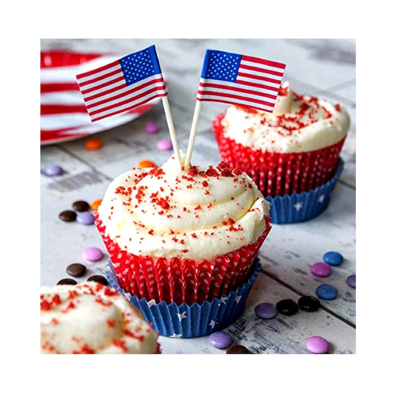 Patriotic Flag Party Appetizer, Cupcake Picks 100 Pieces - Etsy