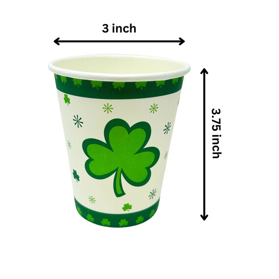 St. Patrick's Day Shamrock Disposable Paper Cups 9oz  24 Count - Etsy