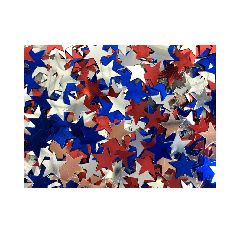 Patriotic Red Blue and Silver Party Star Confetti 0.5oz \u2013 2 Bags