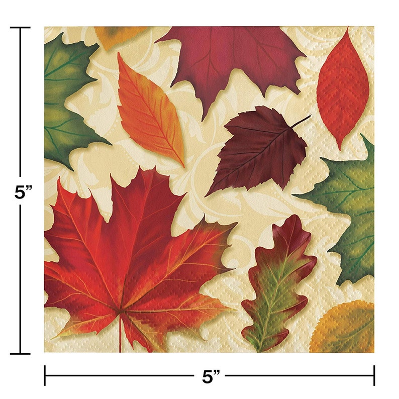 Fall Leaves Beverage Cocktail Napkins 5 x 5