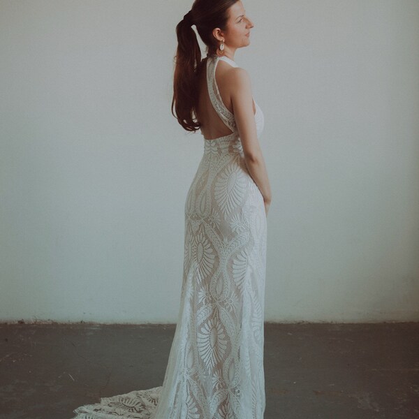 Lace Halter Wedding Dress Etsy