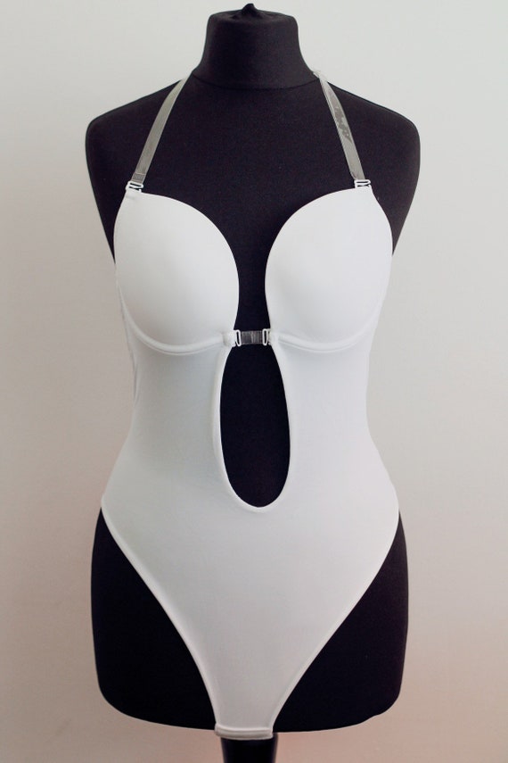 She's Waisted Plunge Backless Bra Bodysuit - Black • Price »