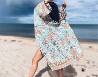 Robe de plage florale Boho | Kimono Boho | Robe kimono Boho | Veste Boho Duster | Robe BohoWrap | Robe de chambre Boho | Robe de plage bohème