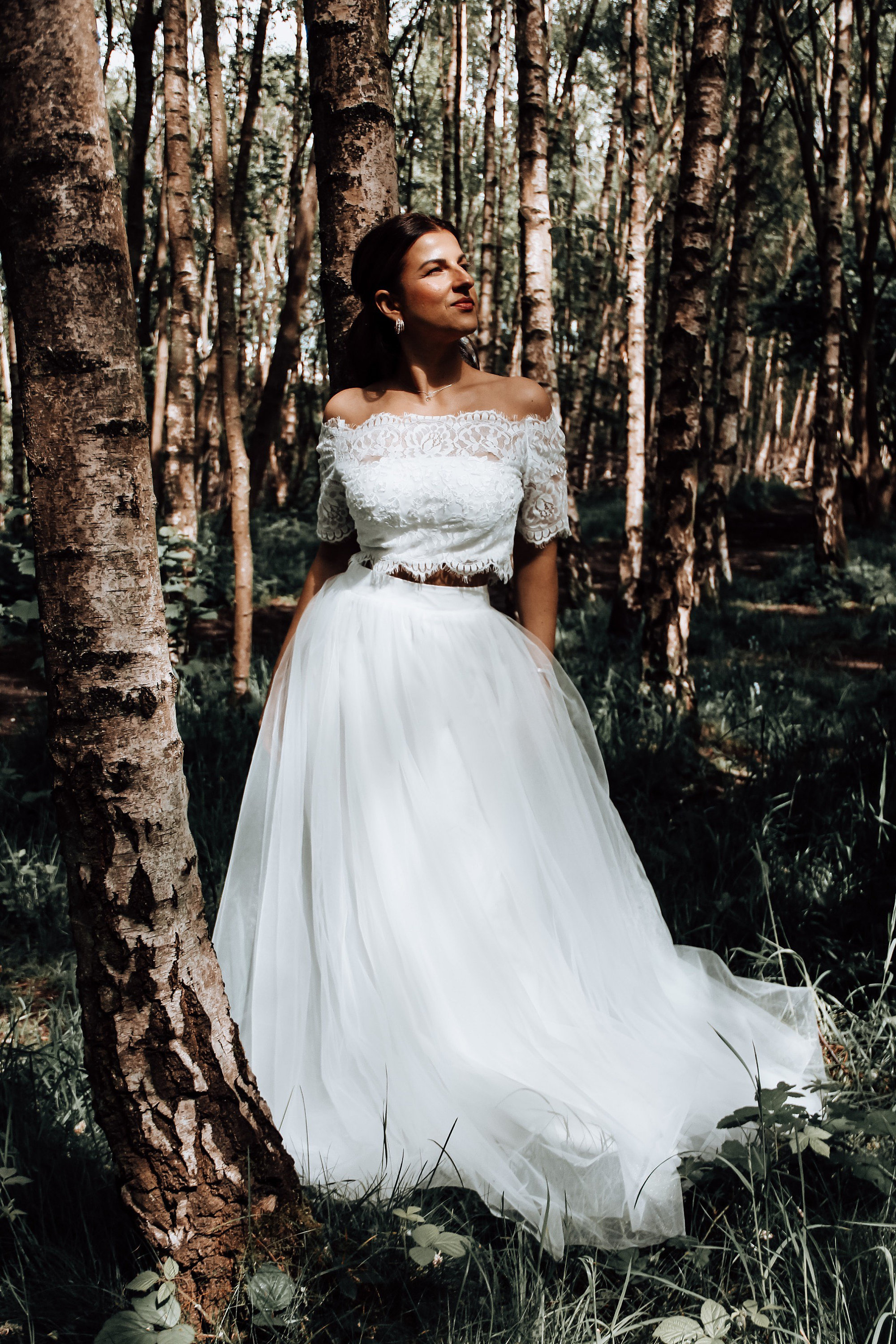 LY Dress Women's 2 Piece Boho Wedding Dresses 2018 3/4 Sleeves Lace Wedding  Gown Size 2 Ivory at Amazon Women's Clothing store