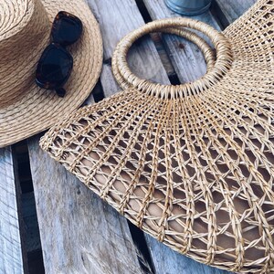 Bohemian Shopping Basket Large Bohemian Straw Basket Boho Shopper Boho Beach Bag Bohemian Shopper Straw handbag Woven Basket image 5