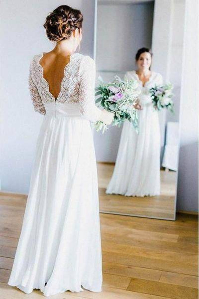 Boho Lace Floral Wedding Dress Bohemian Wedding Gown Boho Bride Bohemian Wedding image 2