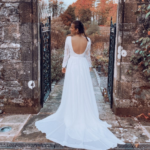 Bohemian Lace Wedding Dress| Long Sleeve Wedding Gown | Boho Bridal Gown | Boho Wedding