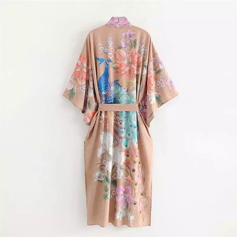 Luxury Floral Kimono Robe Kimono Duster Jacket Dressing Etsy