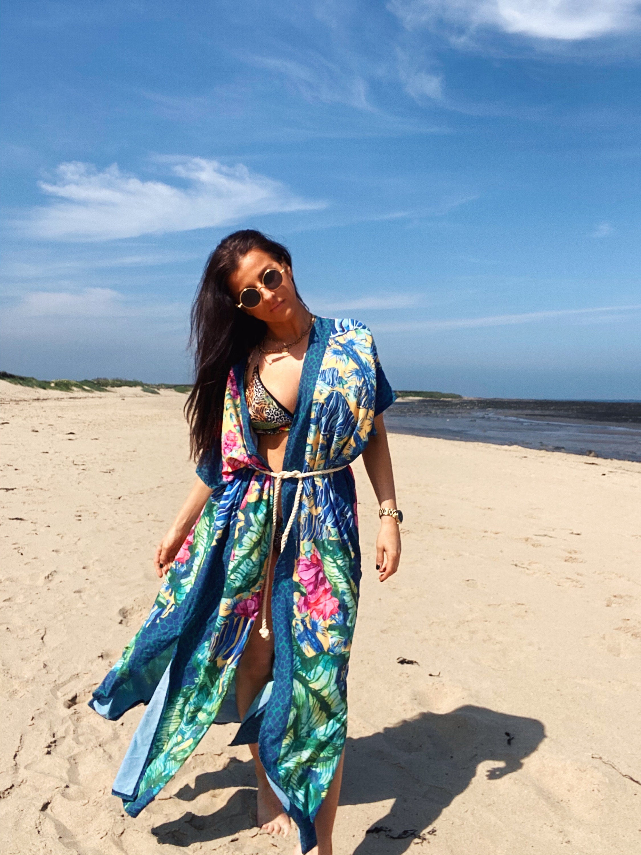 Bohemian Floral Beach Robe Summer Kimono Dress Summer - Etsy