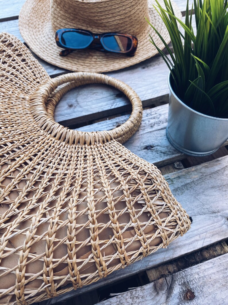 Bohemian Shopping Basket Large Bohemian Straw Basket Boho Shopper Boho Beach Bag Bohemian Shopper Straw handbag Woven Basket image 3