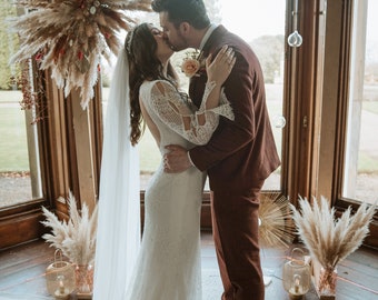 Vestido de novia de encaje boho / vestido de novia de manga larga / vestido de novia boho / boda boho