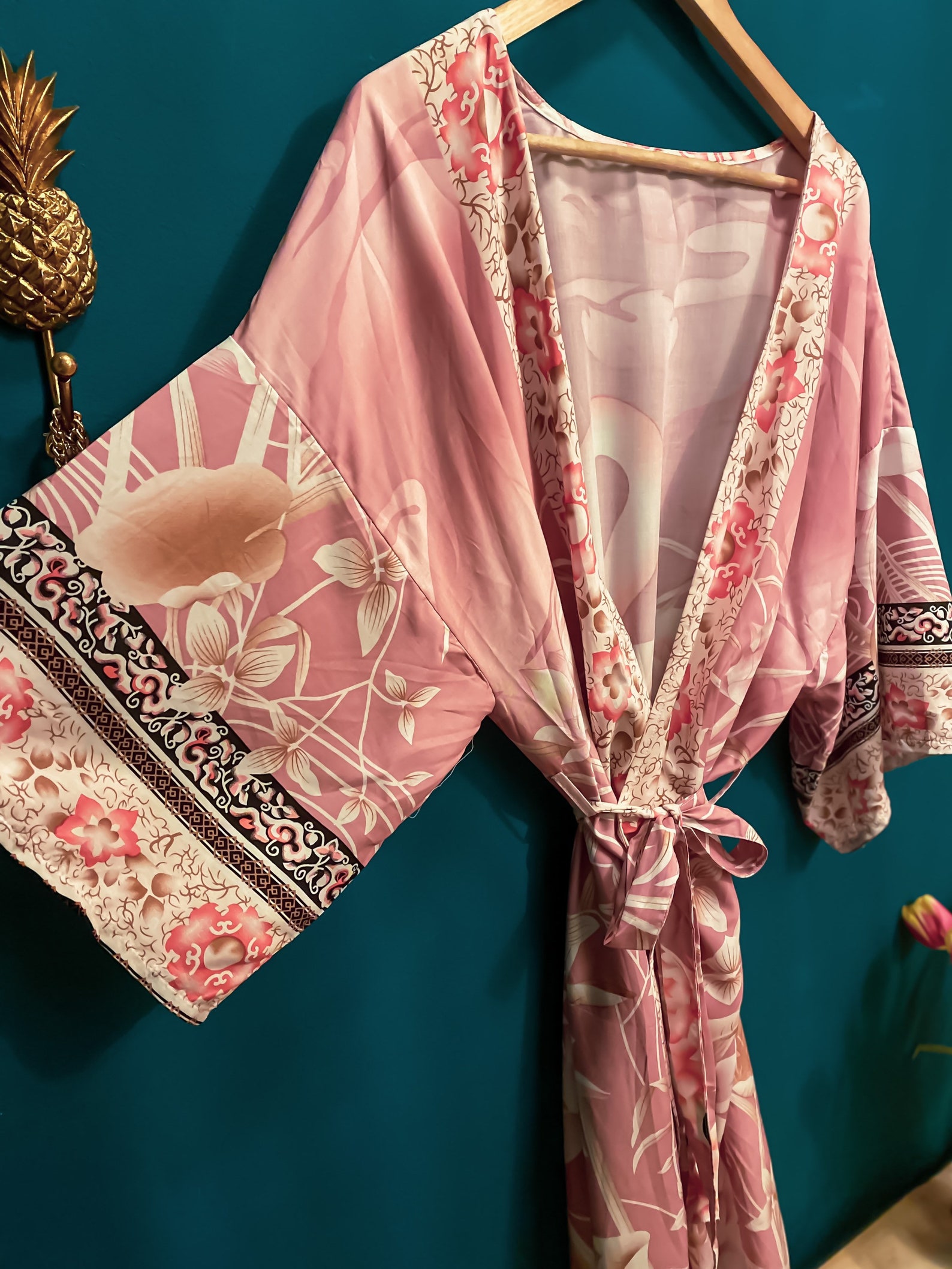 flamingo kimono robe