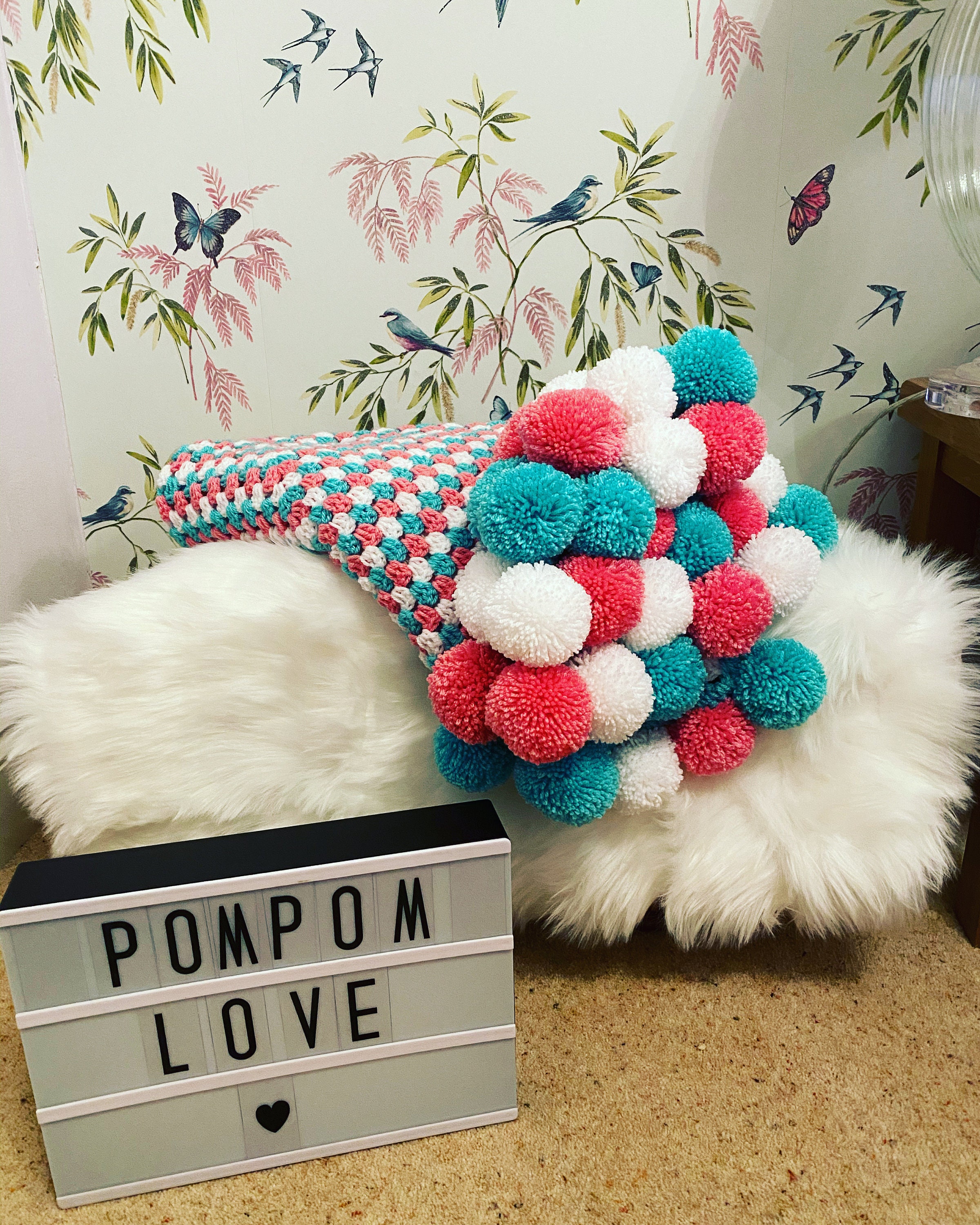 Pom Pom throw blanket Etsy
