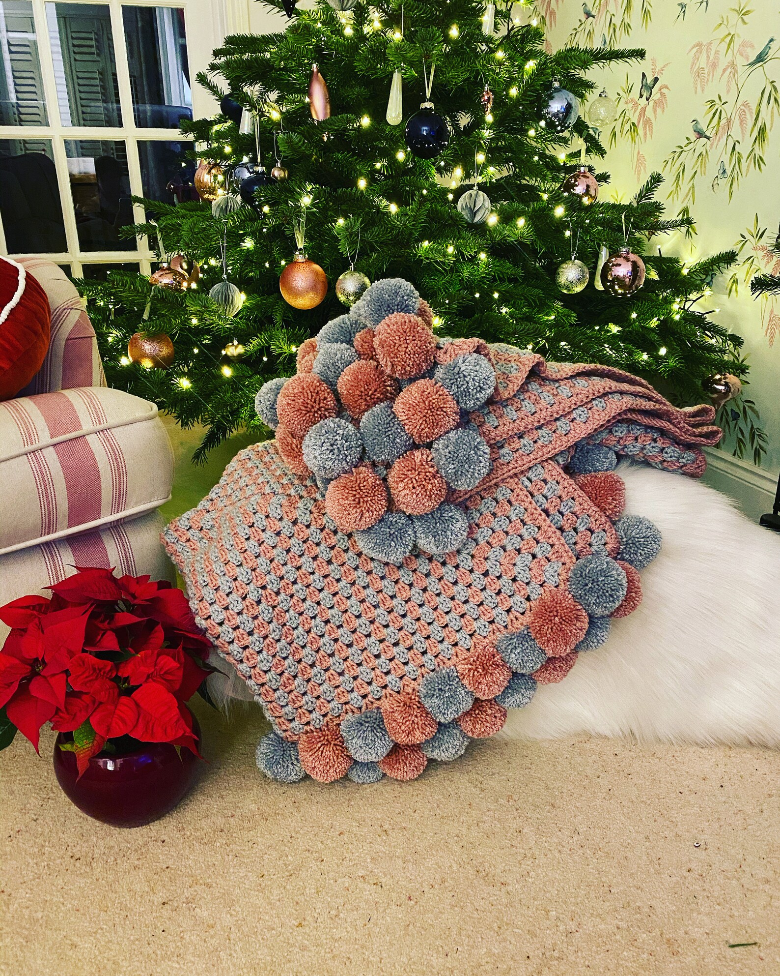 Pom Pom throw blanket Etsy