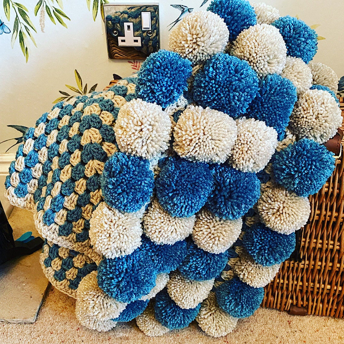 Pom Pom throw blanket Etsy