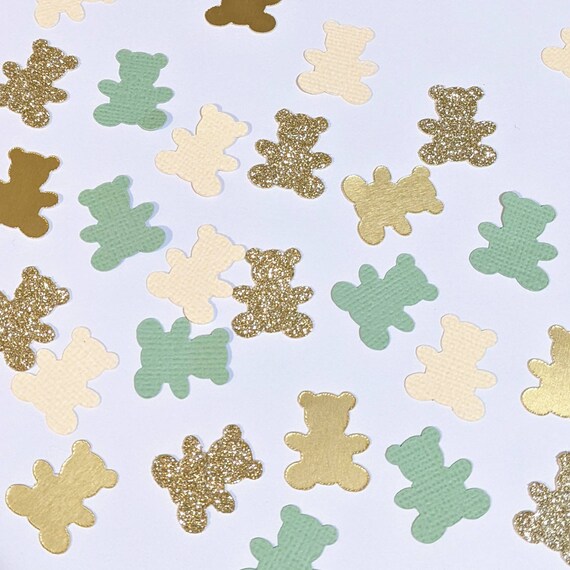 Konfetti Für Babyparty – 100 Stück, Doppelseitig Glitzernd, Papier, Gold, Für Tischdekoration
