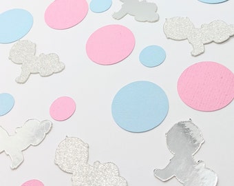 Baby Shower Confetti / Pink, Blue, and Silver / Gender Reveal Decorations / Baby Shower Decorations / Party Decorations