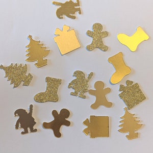 Christmas Confetti Decorations / Gold, Silver, Rose Gold/ Santa, Stocking, Present, Tree /Christmas Table Decorations / Christmas Gift Wrap