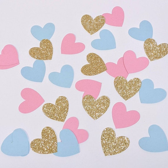 Heart Confetti Choose Silver or Gold / Gender Reveal Confetti / Wedding  Confetti / Party Decorations / Engagement Confetti / Pink and Blue 