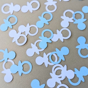 Confeti ficticio azul y blanco / Confeti chupete / Decoraciones de baby shower / Baby Shower azul / Revelación de género / Bebé niño