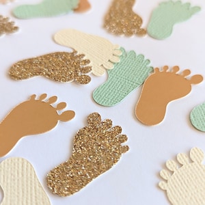 Confettis de douche de bébé neutre de sexe / sauge, vanille et or rose / décorations de douche de bébé / emballage cadeau bébé / décorations de révélation de sexe