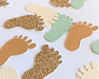 Baby Feet Confetti | Sage Green, Rose Gold Glitter, Vanilla Shower Scatter