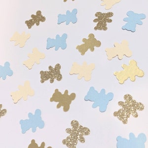 Confettis ours en peluche / Bleu et or / Décorations de sexe de bébé garçon / Décorations pour baby shower / Décoration de fête / Pique-nique ours en peluche
