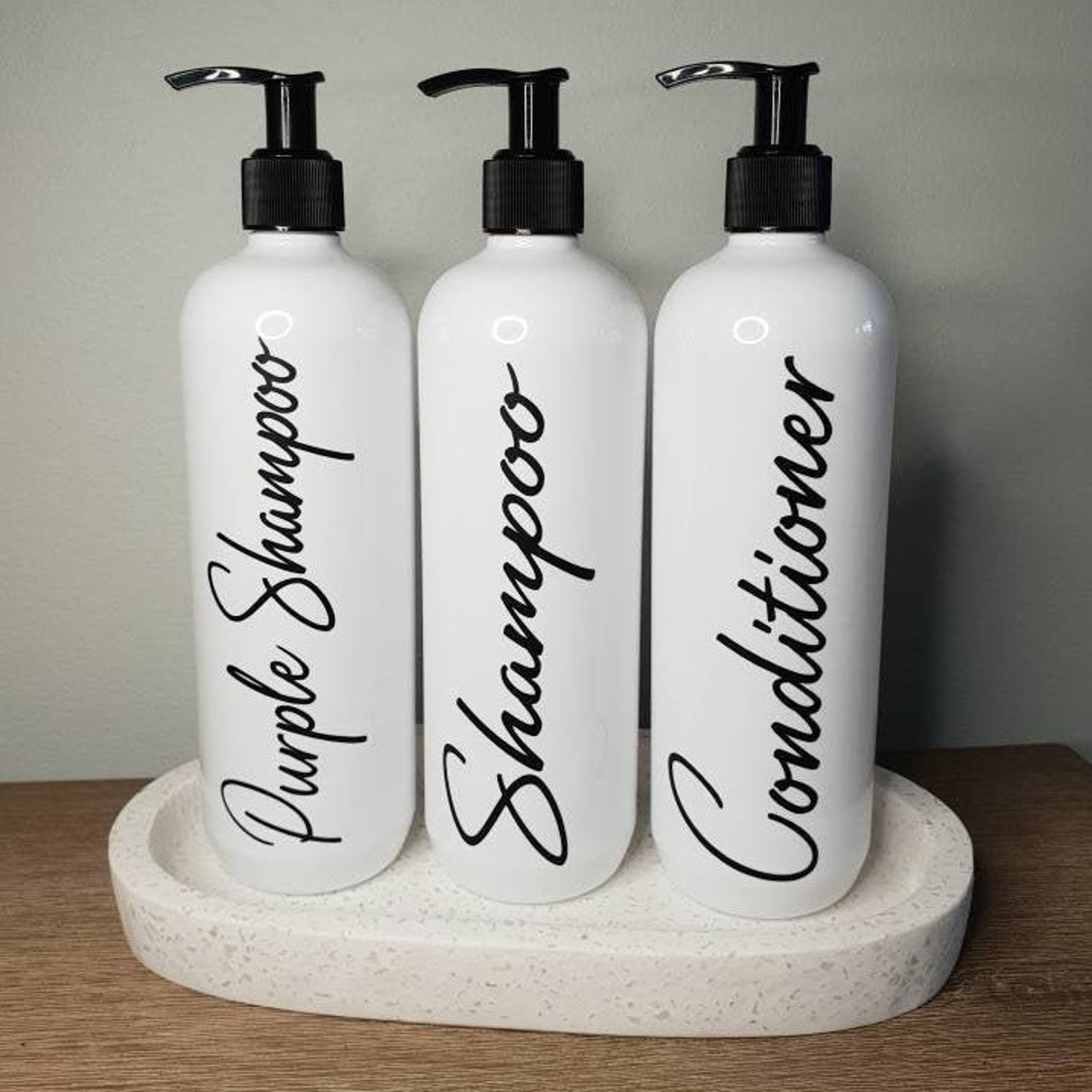 Custom Bathroom Bottle Trio White 500ml / Choose Your Font / Etsy