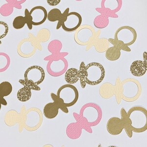 MEJOR VENDEDOR Confeti ficticio / Rosa y oro, Plata O Oro rosa / Confeti chupete / Decoración de baby shower / Baby Shower rosa / Revelación de género