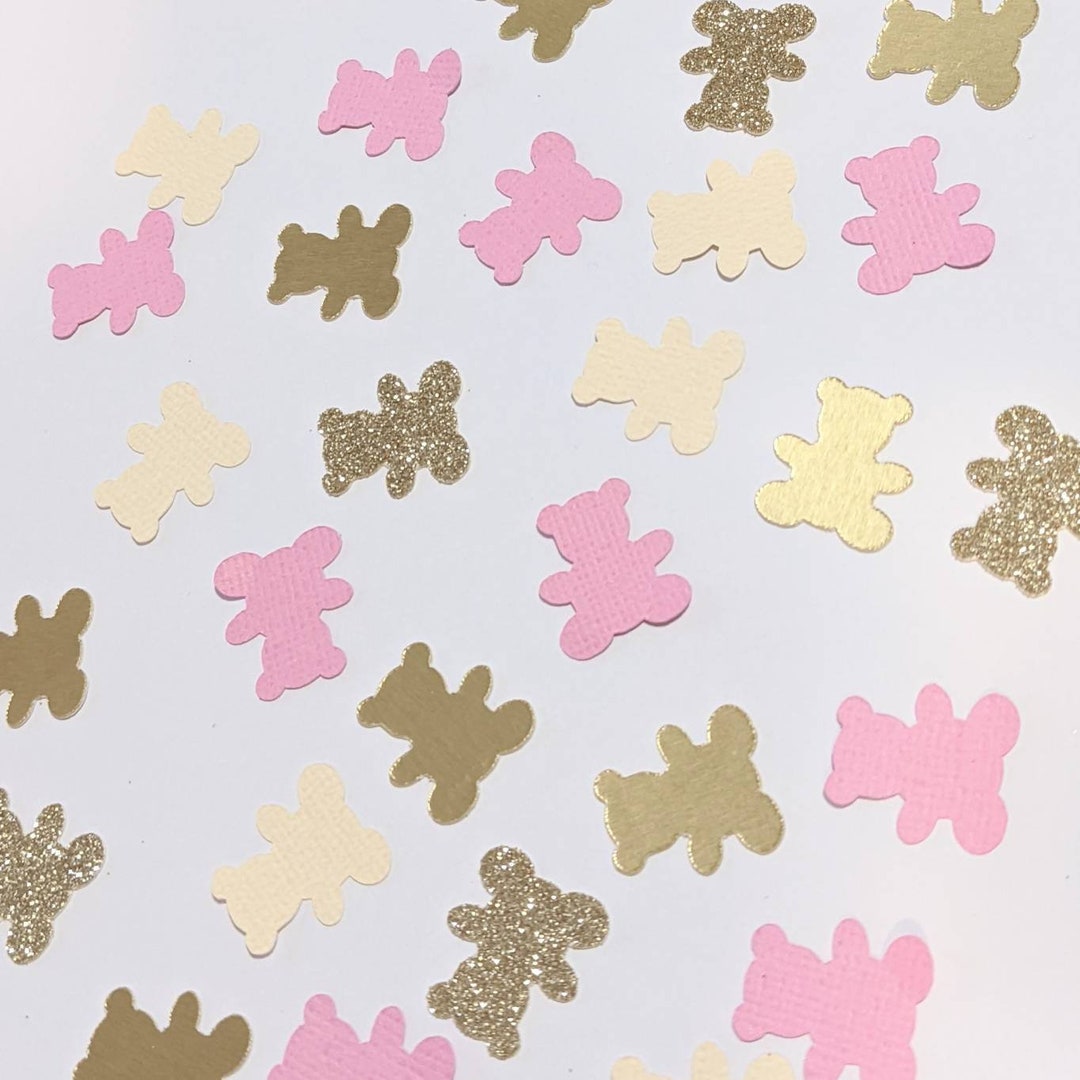 Teddy Bear Confetti / Pink and Gold / Baby Girl Gender Reveal