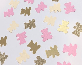 Teddy Bear Confetti / Pink and Gold / Baby Girl Gender Reveal Decorations / Baby Shower Decorations / Party Decorations / Teddy Bears Picnic