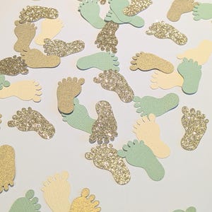 Confeti para baby shower de género neutro / Salvia, vainilla y dorado / Decoraciones para baby shower / Decoraciones para revelación de género