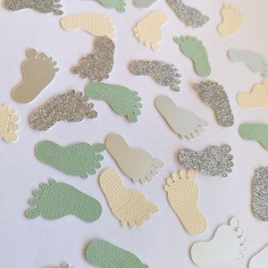 Género neutro Baby Shower Confeti / Salvia, Vainilla y Plata / Baby Shower Decoraciones / Género Revelar Decoraciones / Papel de regalo para bebé