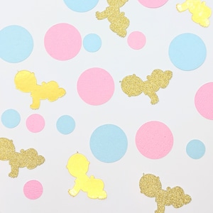 Confeti para Baby Shower / Rosa, Azul y Dorado / Decoraciones de Revelación de Género / Decoraciones para Baby Shower / Decoraciones para Fiestas
