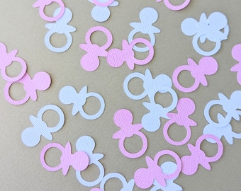 Fopspeenconfetti | Pastelroze en wit | Tafeldecoratie babyshower meisje | Decoratie voor meisjes | Handgemaakt