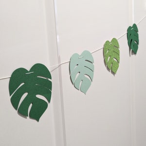 Jungle Leaf Bunting 2.5m / Sage, Dark Green and Glitter Leaf Bunting / Garland Party Decoration image 2