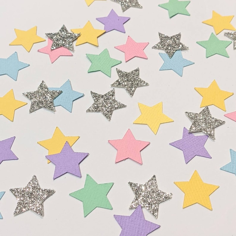 Star Confetti Party Decorations Silver Gold Rose Gold stars Pastel Decorations Fairy Party Unicorn Party Rainbow Party