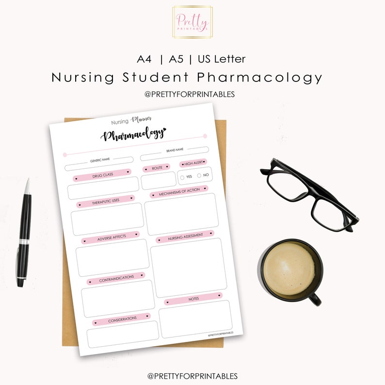 Nursing Student Pharmacology Printable Template Student - Etsy