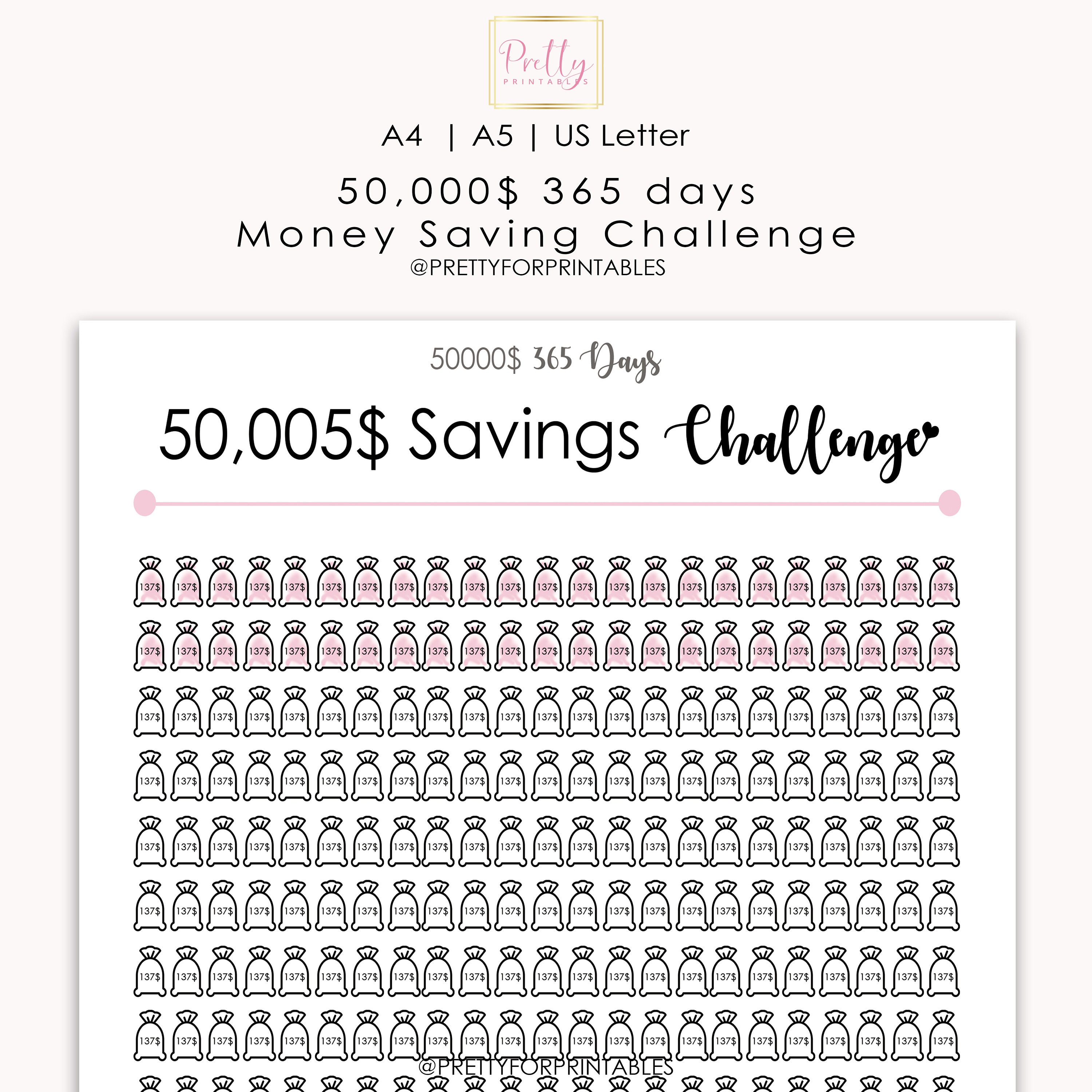 Paper & Party Supplies Digital Money Savings Challenge Printable ...