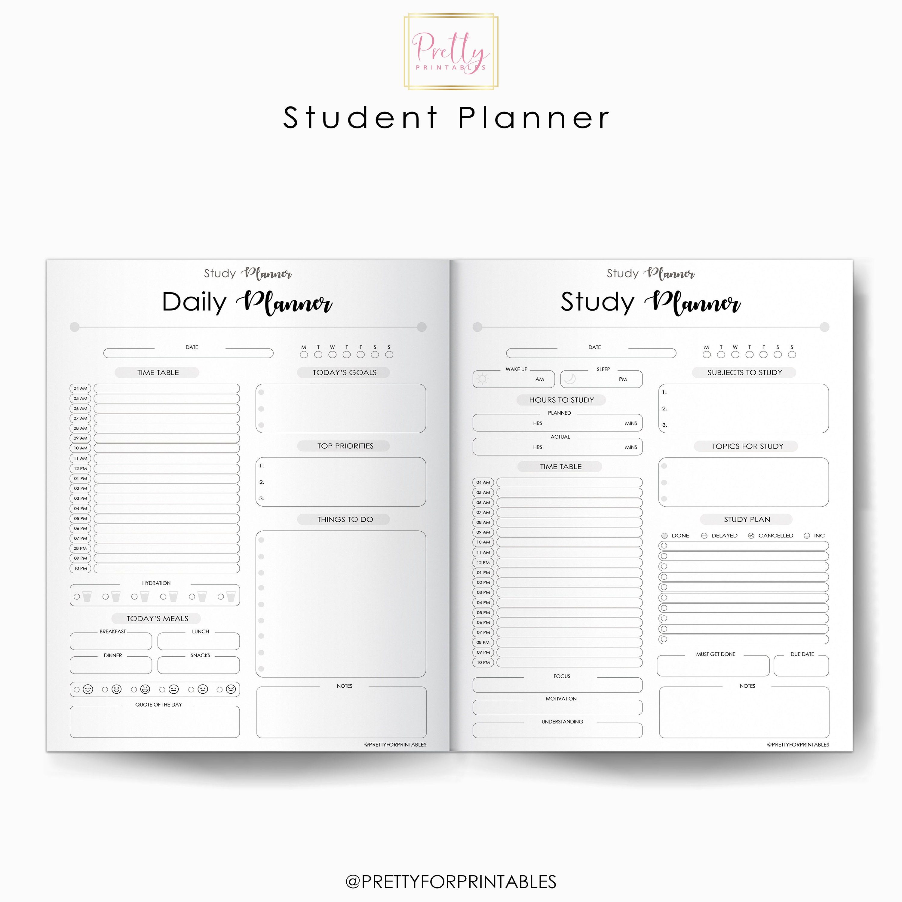 Student Planner Study Organizer A4 A5 US Letter PDF | Etsy